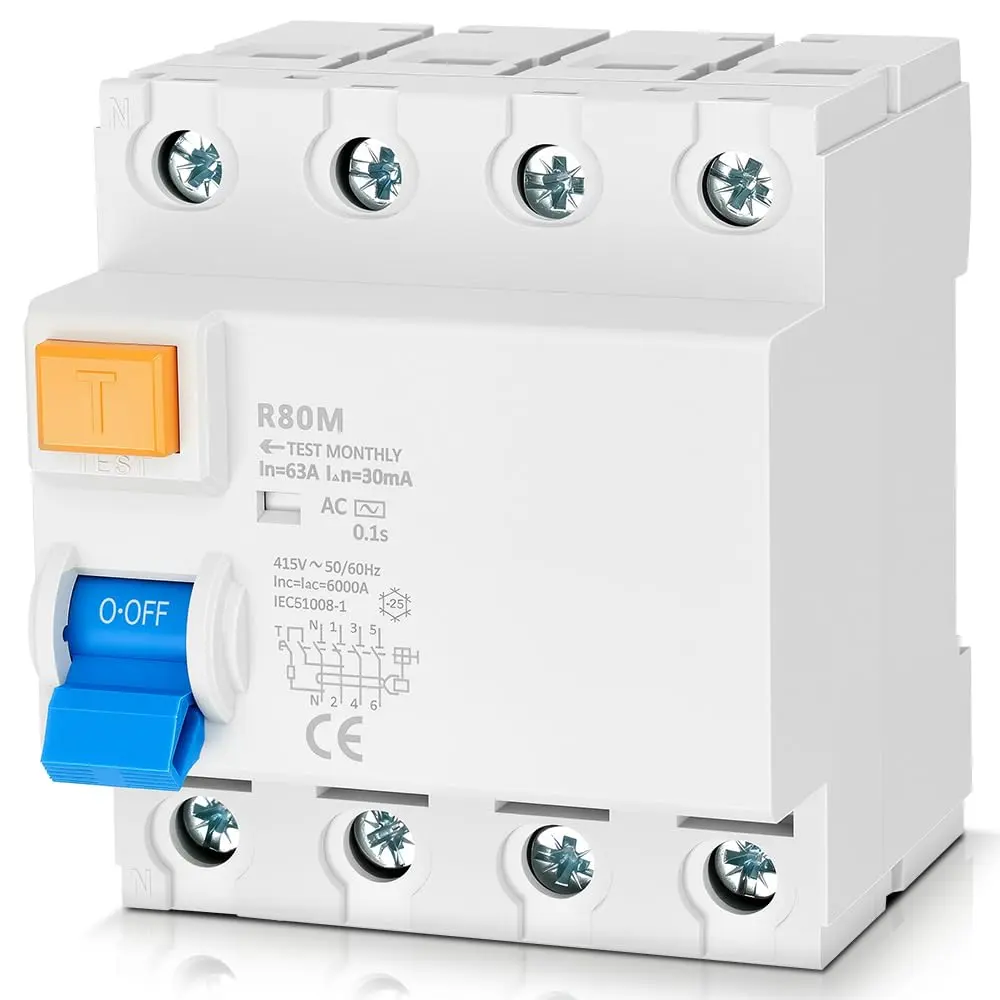Interruptor Diferencial, IDR, 4P 63A, 30mA, AC 0.1s - 1