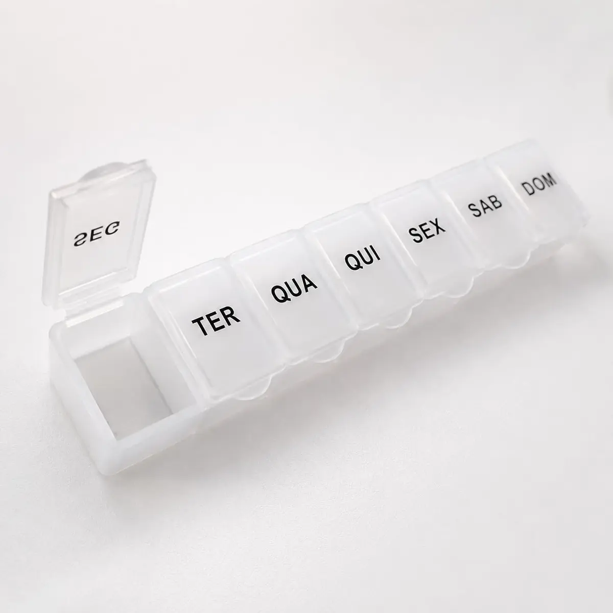 MBB Shop - Caixa Organizador Porta Comprimido Remédio Vitaminas Semanal 2 x Por Dia ou 4x por dia - Manhã e Noite - 14 OU 28 Compartimentos - Premium (Transparente 7 Compart)