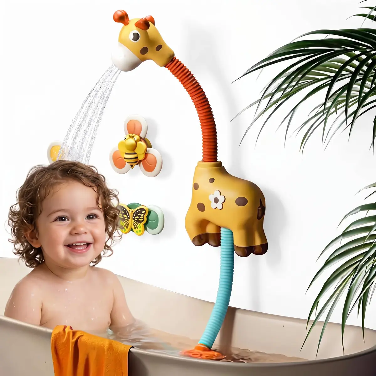 Chuveirinho Girafa Brinquedo Banho, Brinquedo de Banho, Ducha de Banh, Jato Ajustável Ventosa Cano Flexível o