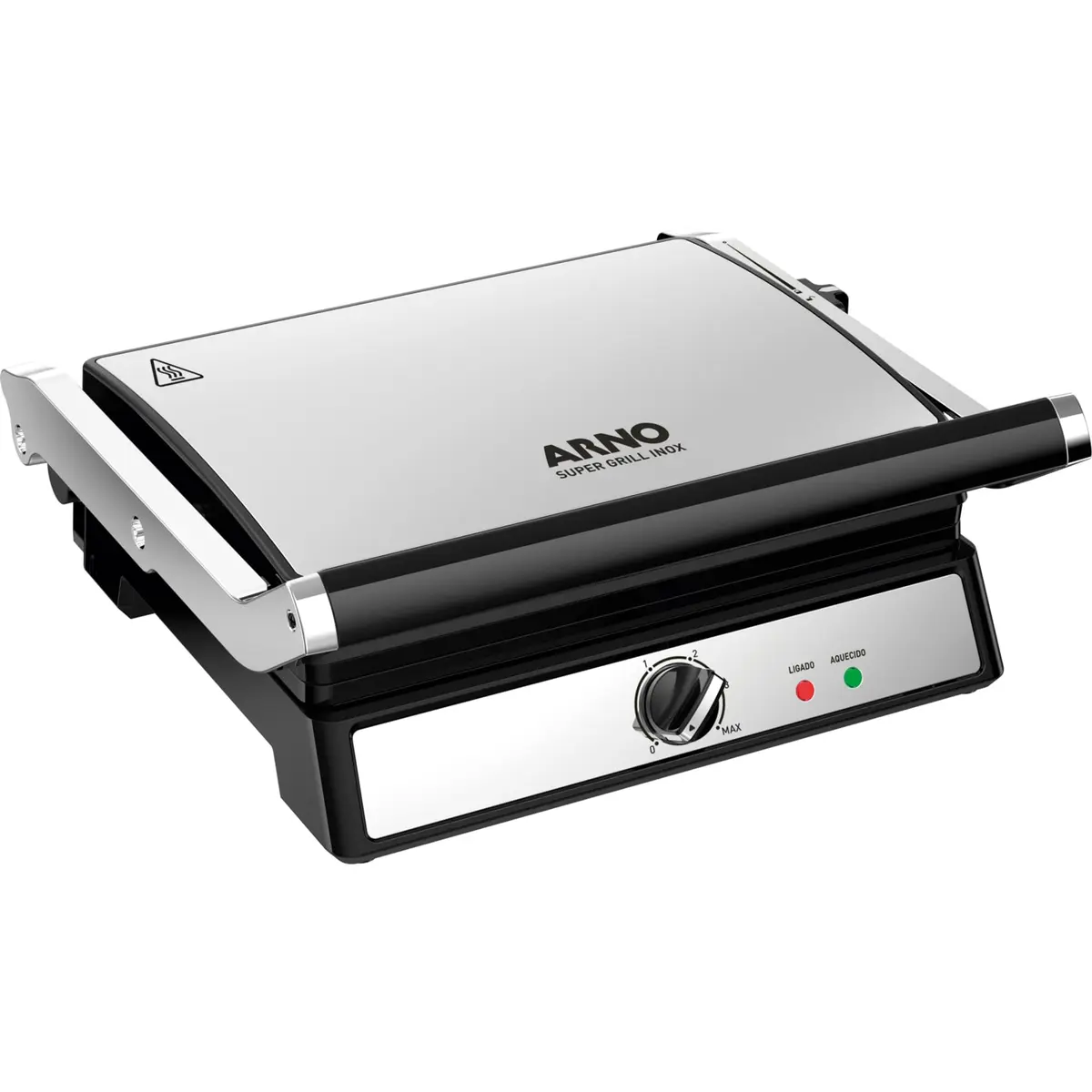 Grill Super Inox Arno XL GGRA - Grande Capacidade com Abertura 180° e Placas Antiaderentes, 220V