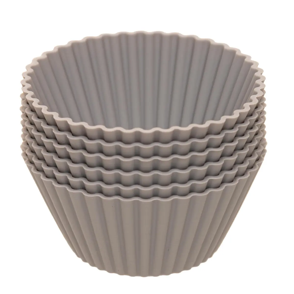 LYOR - Conjunto 6 Formas Redondas para Cupcake 7cm x 3cm Cinza Silicone