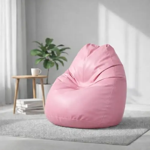 Puff Grande Redondo Com Enchimento Confortável Para Sala Quarto Escritório Gamer(Rosa Claro)