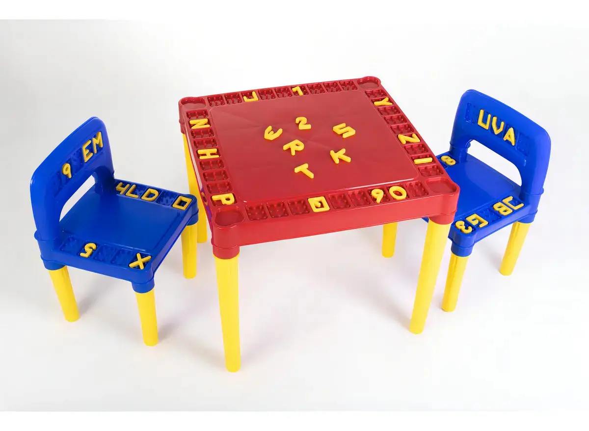 Mesa Infantil Colorida Com 2 Cadeira Tritec 3827 Vermelho/Azul