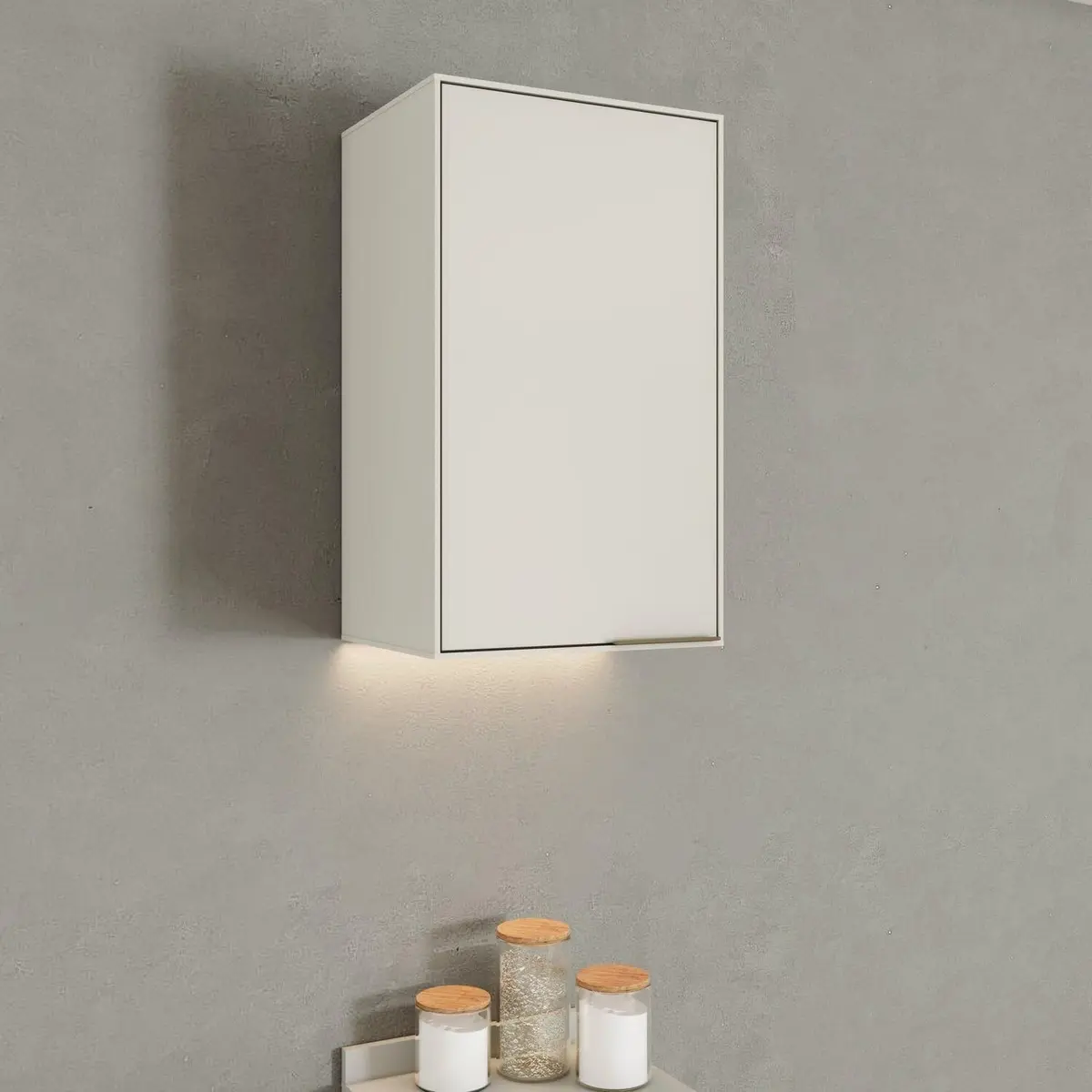 Armário Aéreo 01 Porta 40cm 100% MDF Fineze Bege/Areia HP Areia HP