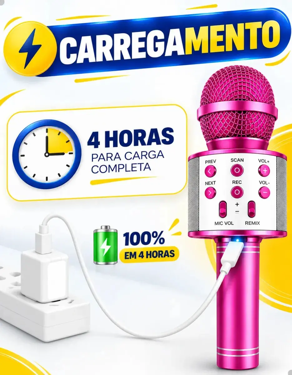 Microfone Infantil Bluetooth S/ Fio Karaoke Que Muda A Voz Preto thumbnail 4