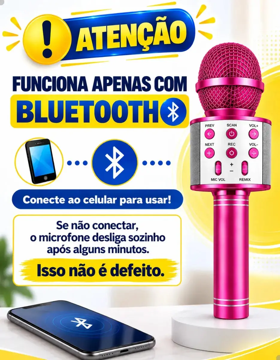 Microfone Infantil Bluetooth S/ Fio Karaoke Que Muda A Voz Preto thumbnail 5
