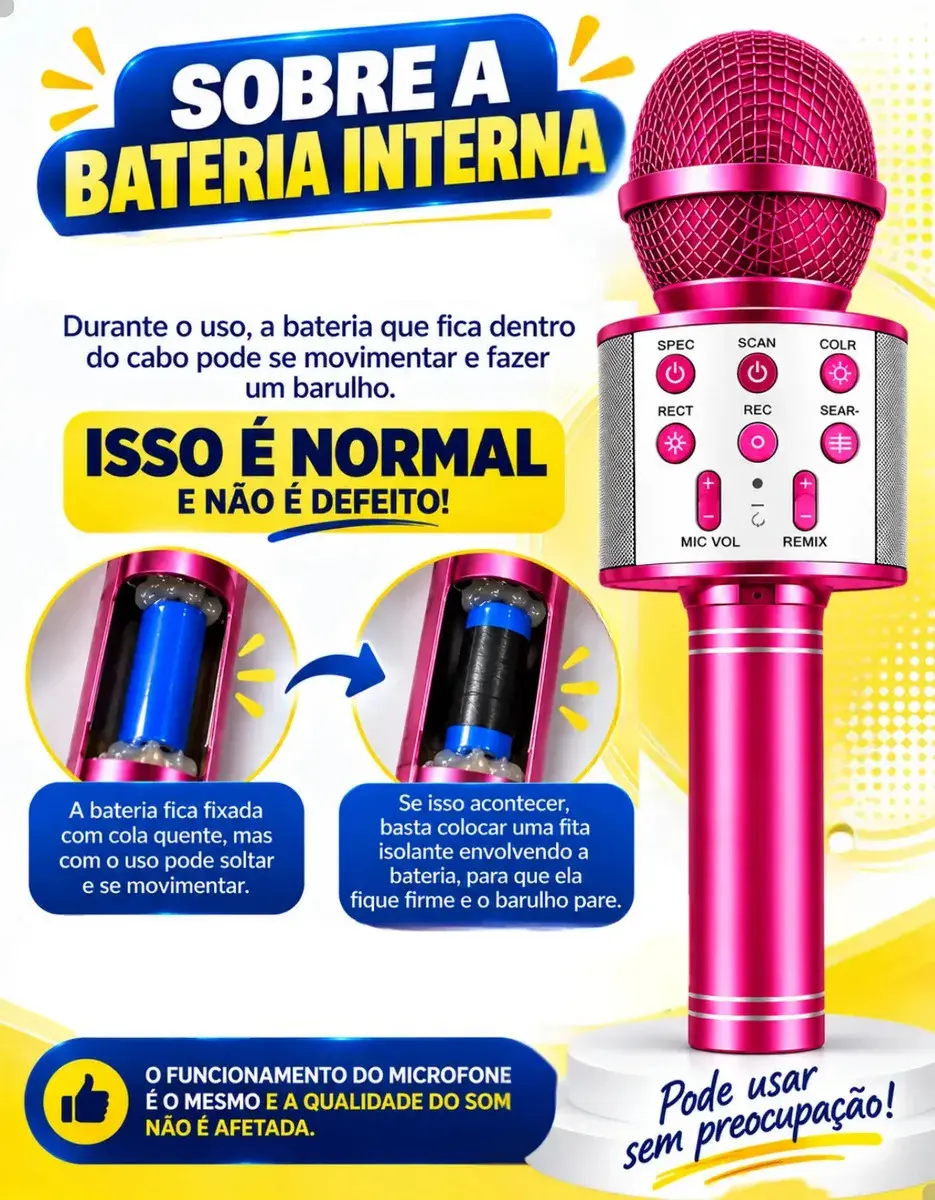 Microfone Infantil Bluetooth S/ Fio Karaoke Que Muda A Voz Preto thumbnail 10