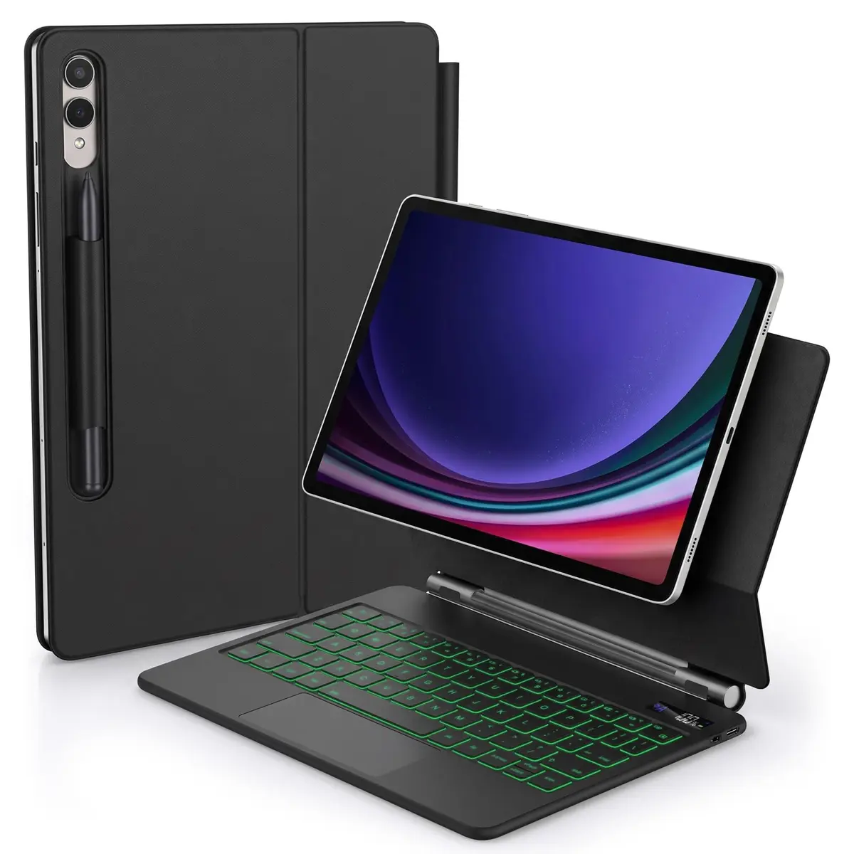 Capa com Teclado Magnético Bluetooth para Samsung Tab S9 FE 11" Preto | Design Flutuante, Slot S Pen, Antichoque, Teclado Desmontável, Ajuste de Ângulo, Leve Portátil para Trabalho e Estudo - 1