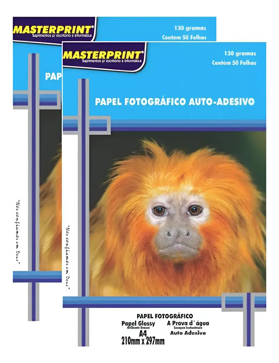 Papel Fotográfico Adesivo 130g A4 Glossy Masterprint 100 Fls Cor Branco - 1