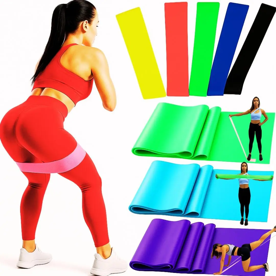 KIT 3 Thera Band + 5 Faixas Elástica Fisioterapia Extensores - elastico para exercicio - Fisioterapia, Pilates, Exercicios em Casa, Academia, Fortalecimento - R78