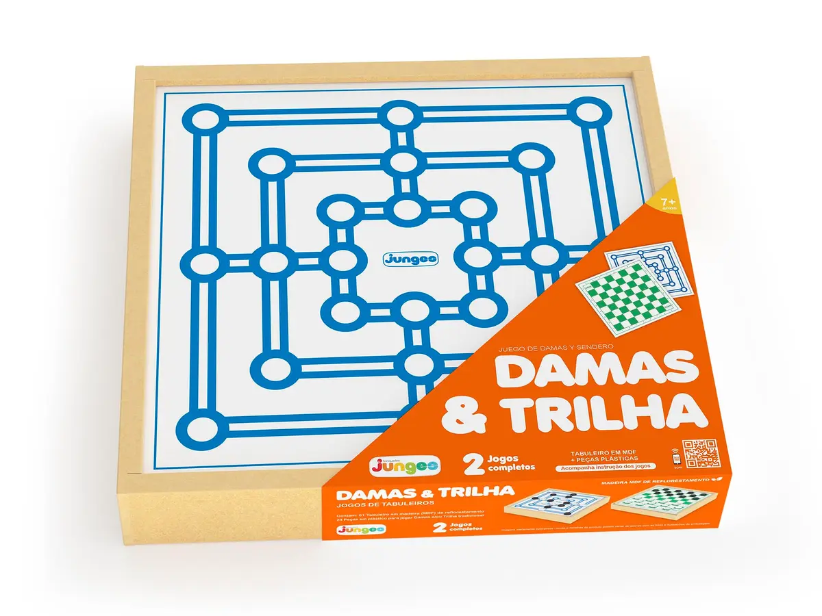 Jogo de Damas e Trilha Junges Branco