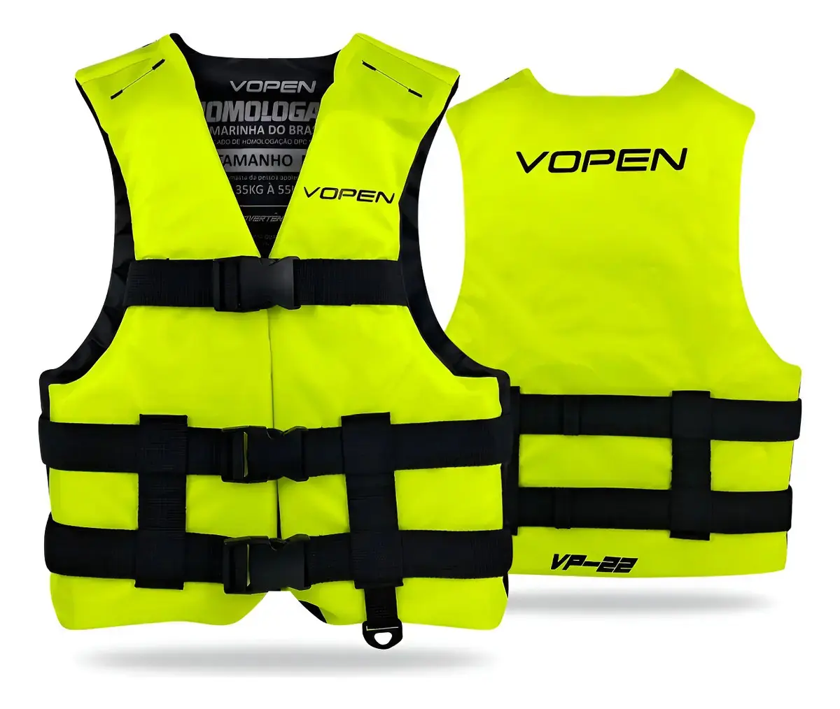 Colete Jetski Nylon Homologado Classe V Melhor Impacto Cor Amarelo fluor Tamanho M