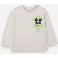 camiseta infantil com algodão manga longa mickey bege
