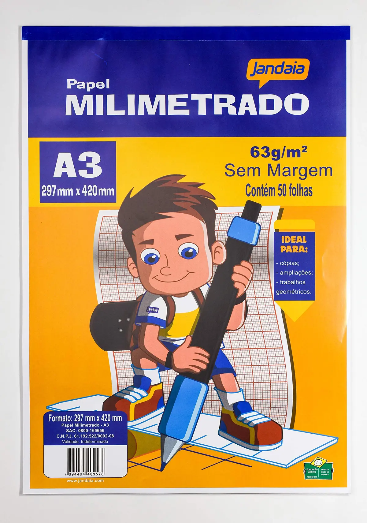 Papel Milimetrado A3 63g/m², Pacote c/ 50 Folhas, Jandaia - 1