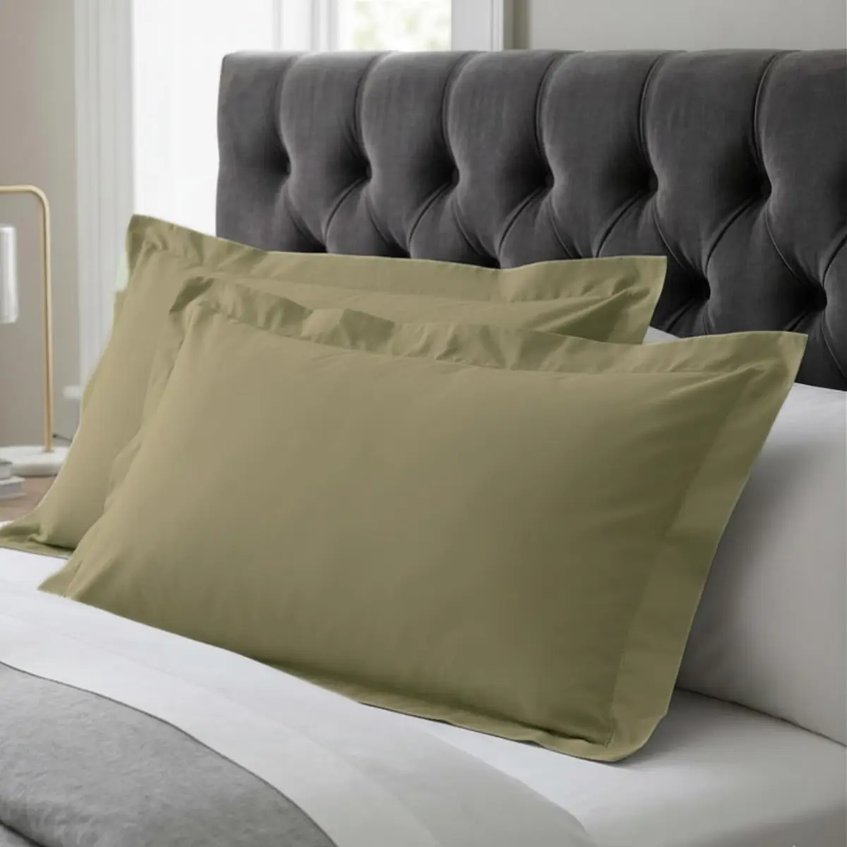 Fronha 300 Fios Algodão 70x50 com Aba 5cm Debrum Macia Soft (2, Caqui)