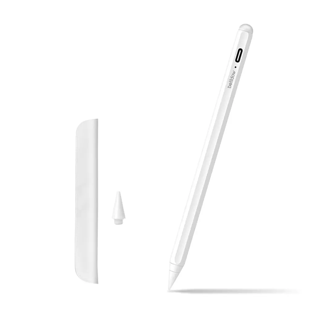 Bettdow Caneta Pencil Para Apple iPad Sensível à Inclinação, Rejeição de Palma da mão, Compatível com 9ª geração 8ª 7ª 6ª Pro 11 12.9 2019 2020 2021 2018 9.7 Mini 5 6 (Branco) - 1