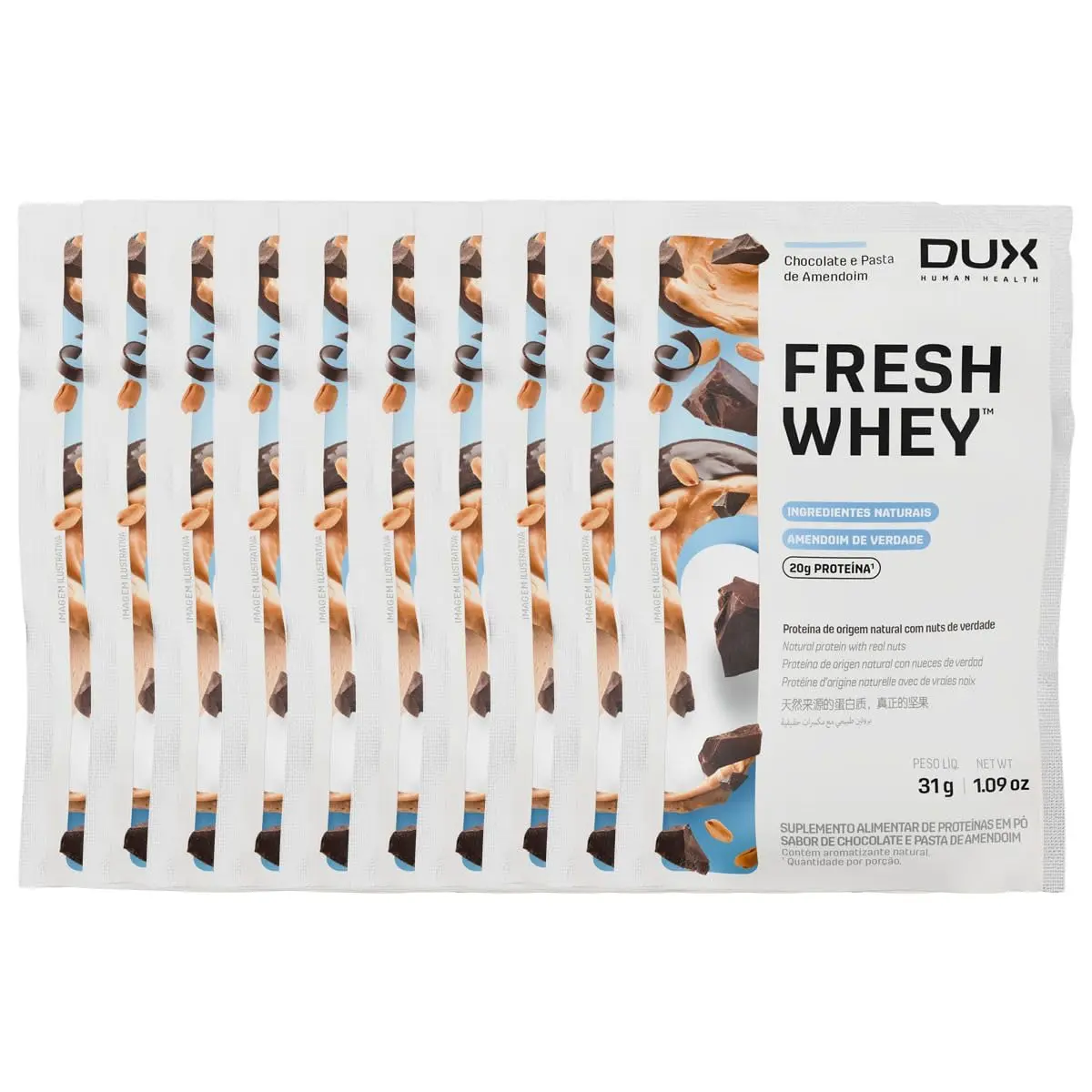 Fresh Whey - 10 Sachês 31g Chocolate e Pasta de Amendoim - Dux Nutrition