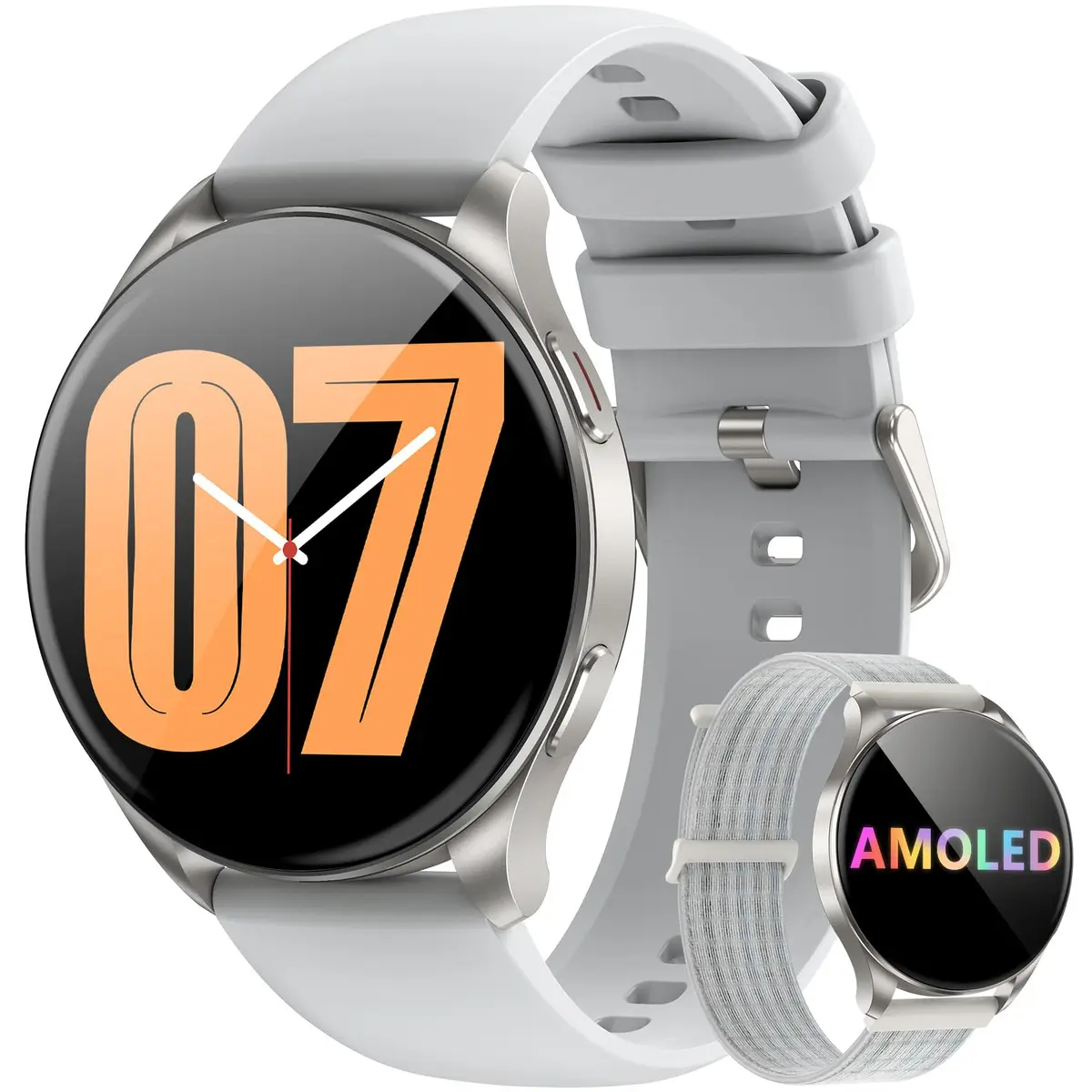 Relógio Inteligente AMOLED 1.43" com Chamadas, 130+ Esportes, IP68 | Tela redonda AMOLED, ligue do pulso e monitore +130 atividades com Android e iOS