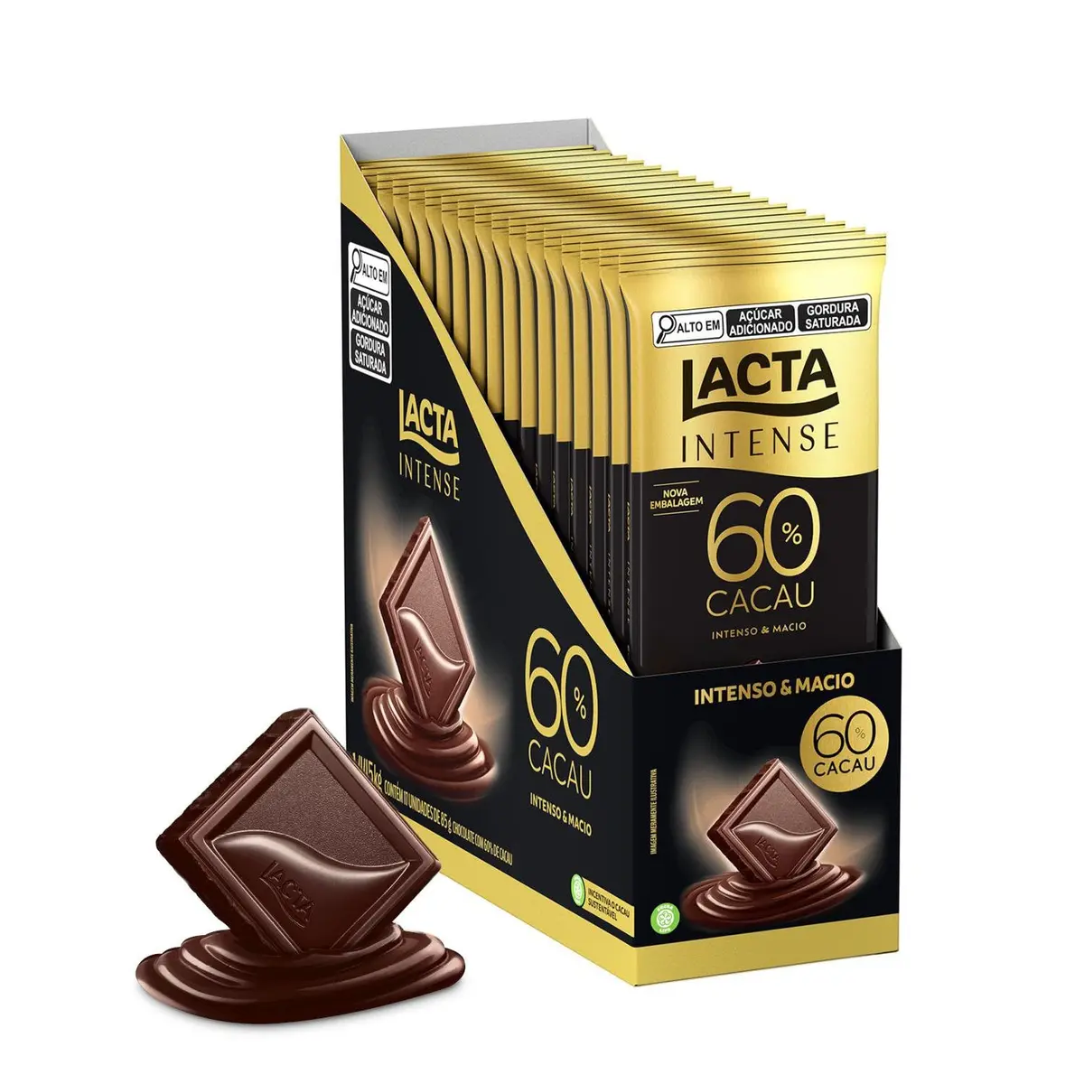 Chocolate Lacta Intense Amargo 60% Cacau Original Caixa Com 17 Unidades De 85g - 1