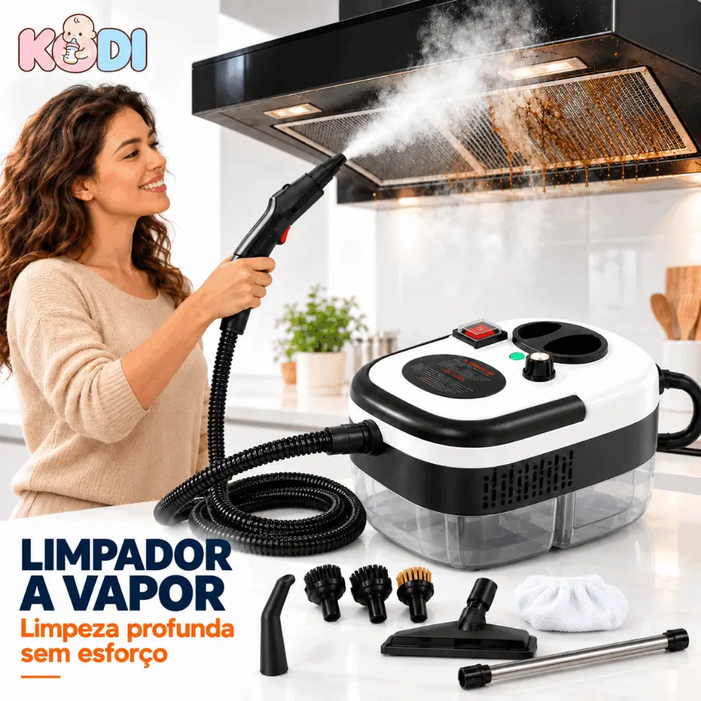 (110V) Máquina de Limpeza a Vapor 2500W Multifuncional para Casa Piso Cozinha Banheiro KODI
