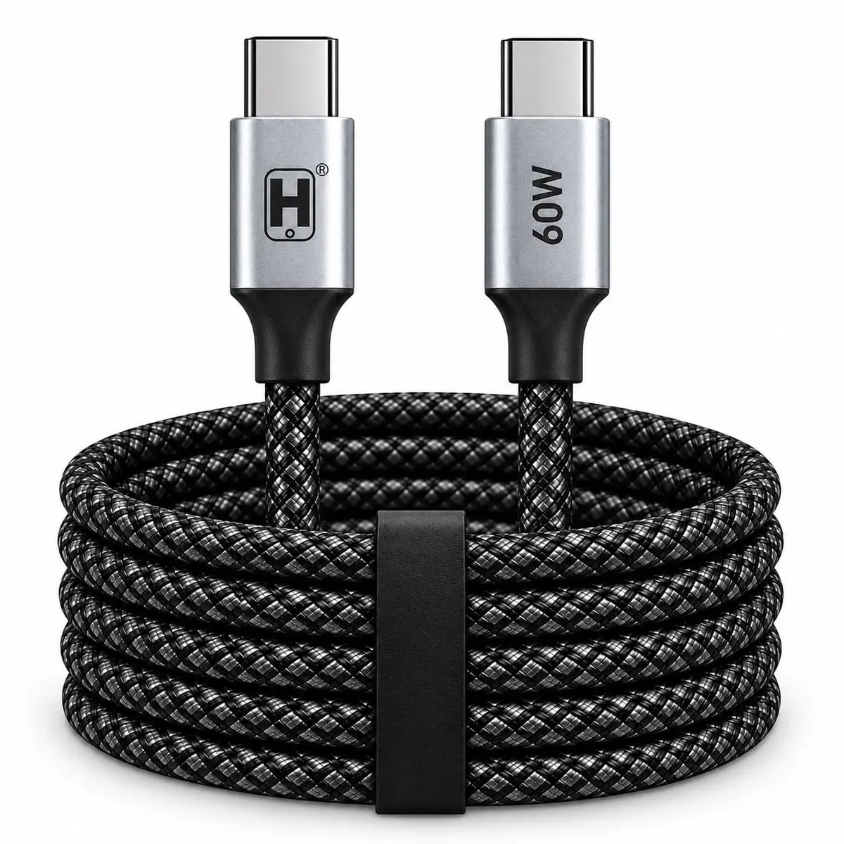 Cabo USB-C para USB-C 2 Metros 60W, Nylon Trançado Reforçado, Carga e Dados | Carregamento Rápido 60W Turbo, Transferência de Dados, Compatível Android iOS, Compatível Notebook Tablet