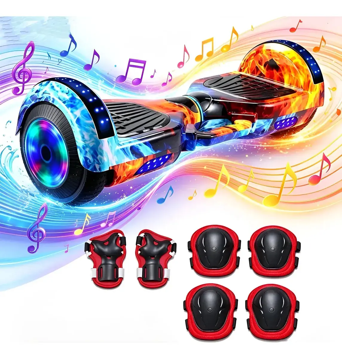 Hoverboard Camuflado Com Led Colorido E Música Bluetooth Azul Chama - 1