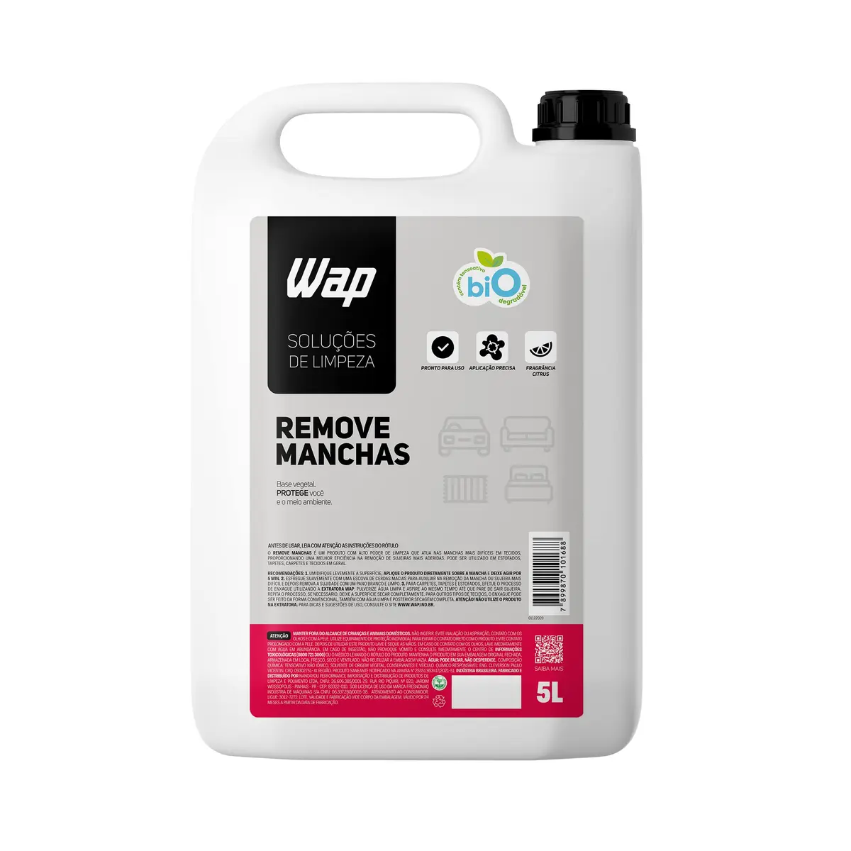 Removedor de Manchas de Tecidos e Estofados 5 Litros WAP REMOVE MANCHAS, Branco e Rosa - 1
