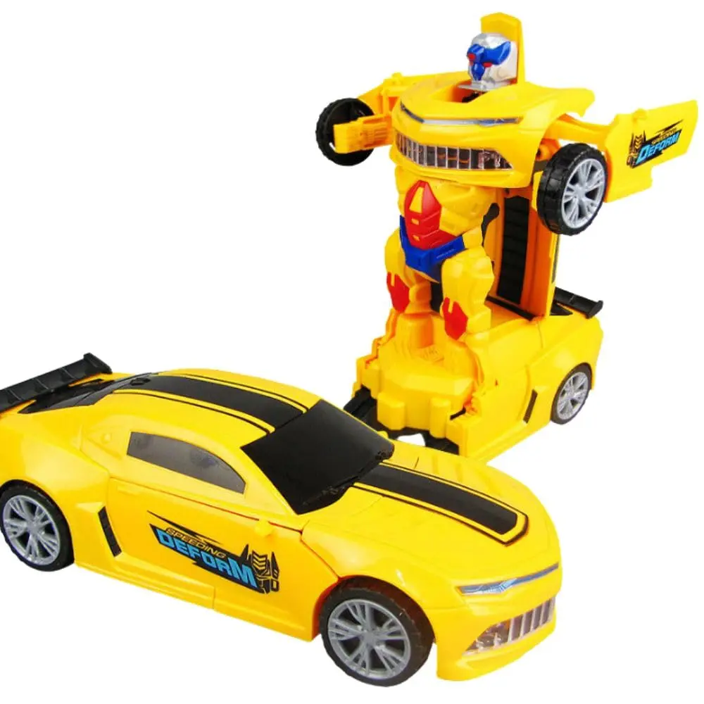Genérico Carro Transformável em Robô com Som e Luzes LED Brinquedo Interativo Inteligente (Amarelo) - 1