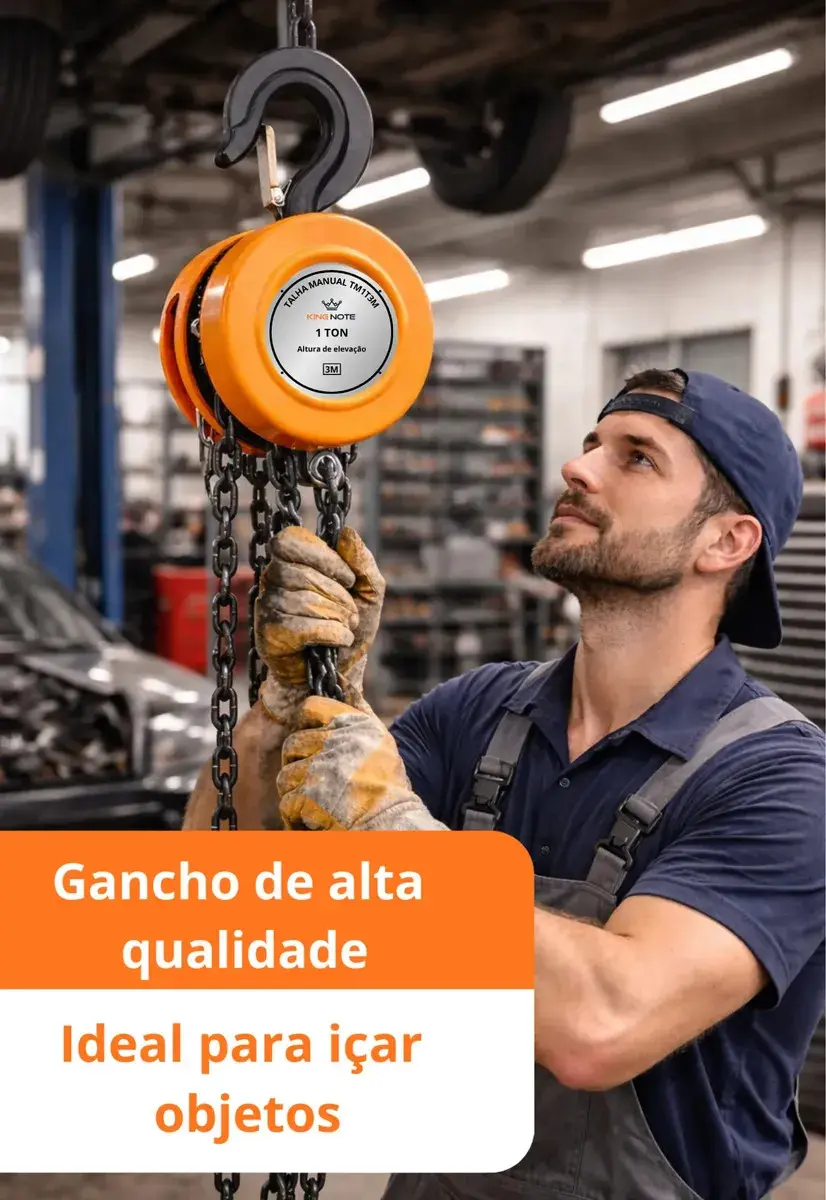 Talha Manual 1 Tonelada 1000kg Corrente 3 m de Elevação Com Freio thumbnail 6