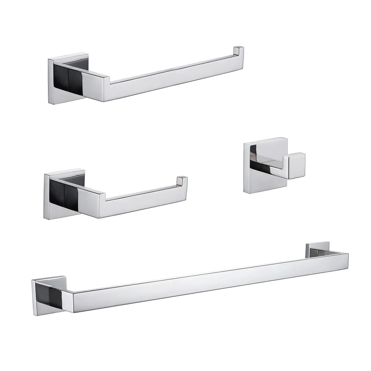 Conjunto De 4 Acessórios Para Banheiro Em Aço Inoxidável 304, Prata