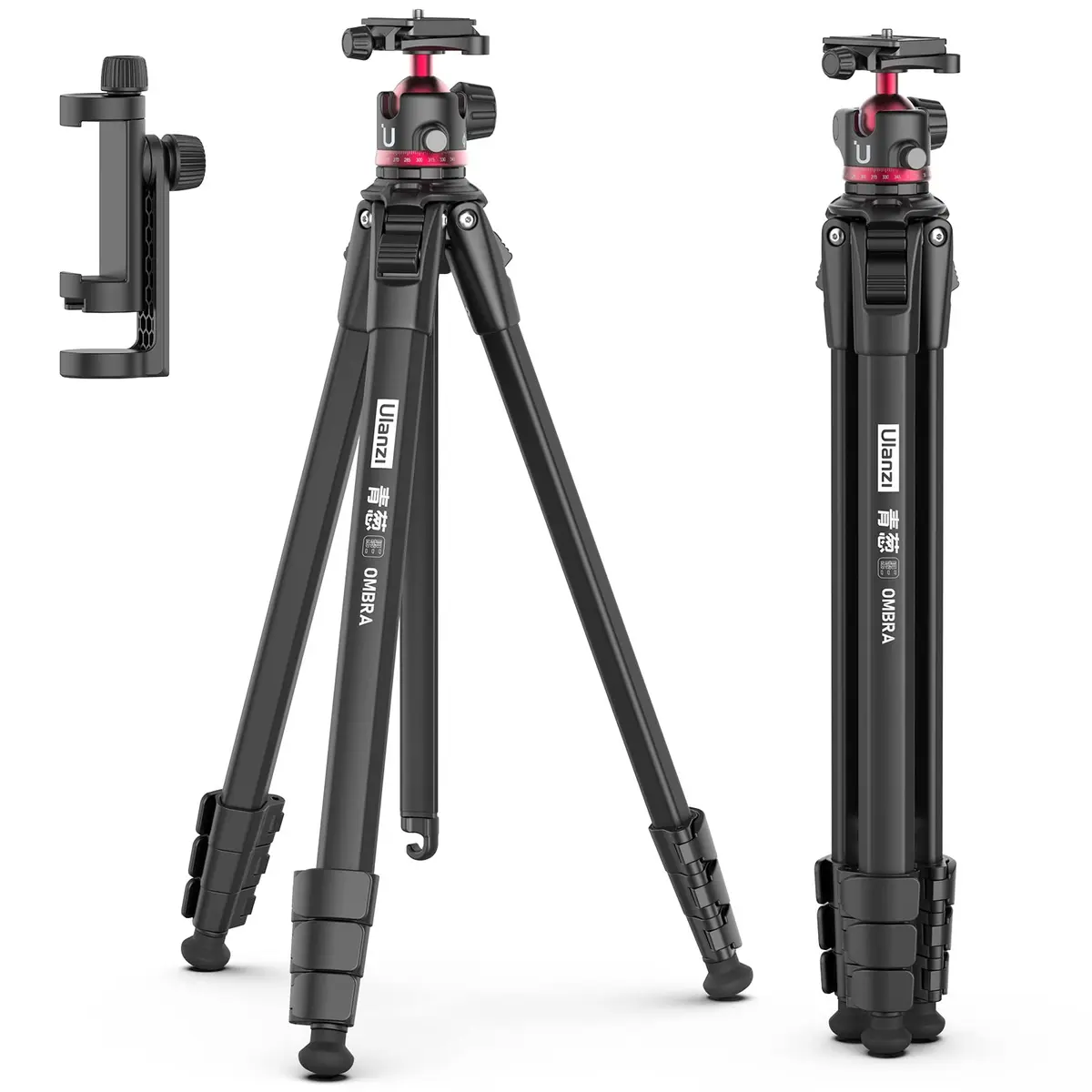 Tripé de viagem ULANZI Ombra MT-55, tripé de câmera profissional de 158 cm, alumínio, carga máxima de 8 kg, compatível com filmadora Nikon Canon DSLR, suporte de telefone incluído