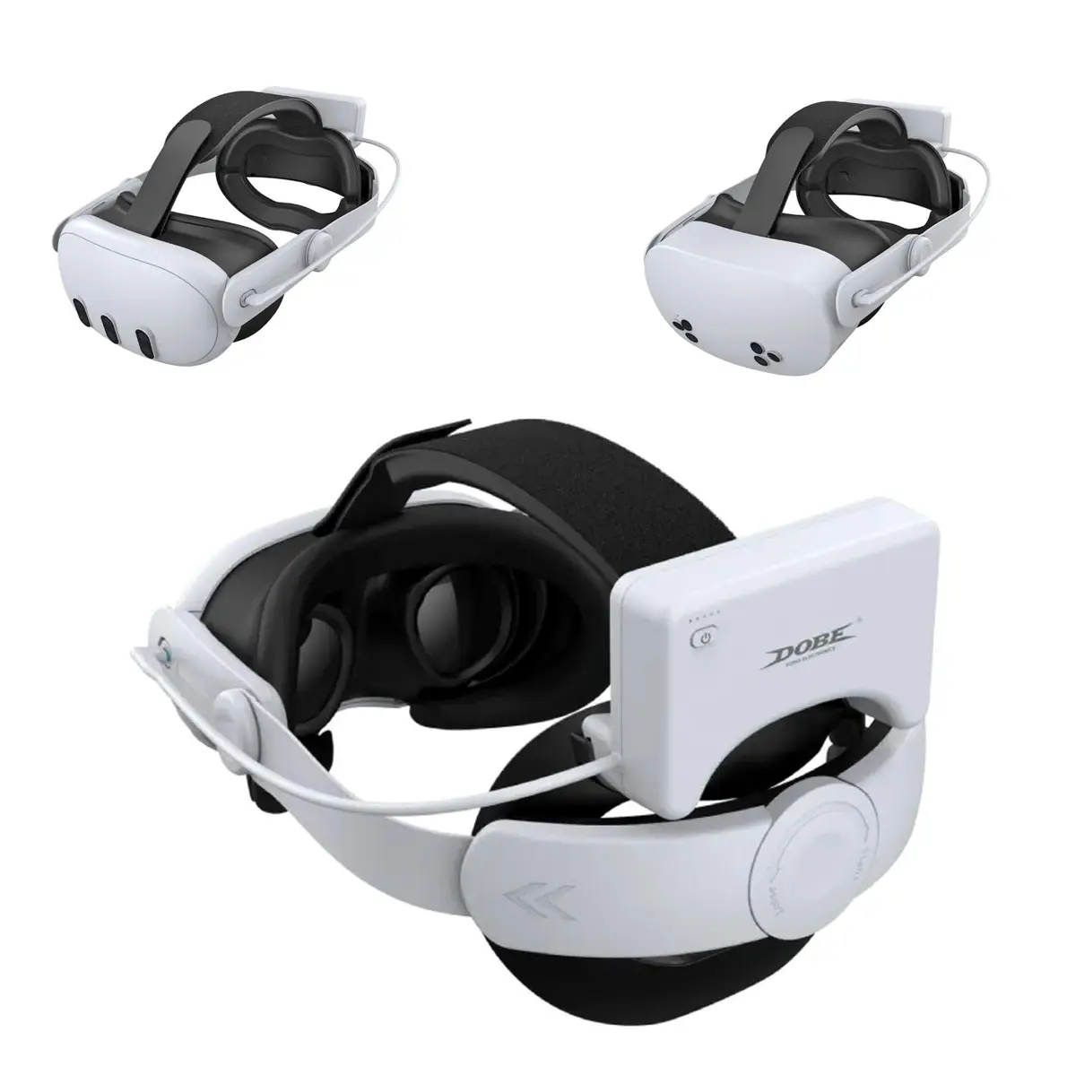 Suporte Alça Faixa de Cabeça Com Bateria 1850mwh DOBE Ajustável e Macio Compatível com Quest 3 e 3S Meta VR