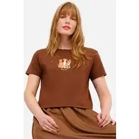 camiseta feminina de algodão cachorros brasil core marrom