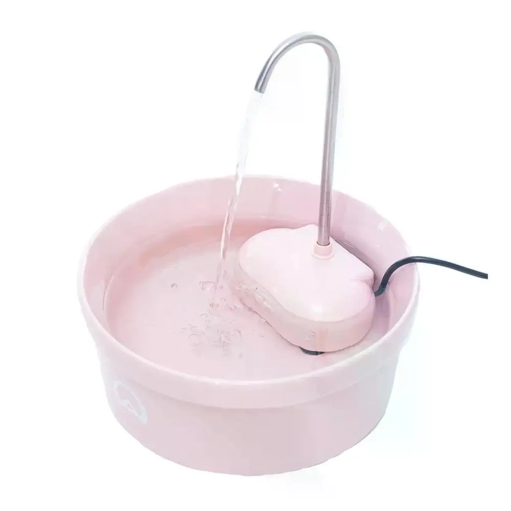 Bebedouro para Gatos, Fonte Aqua Porcelain Rosa 1,2L, Silenciosa, Bivolt | Marca: Amicus - 1