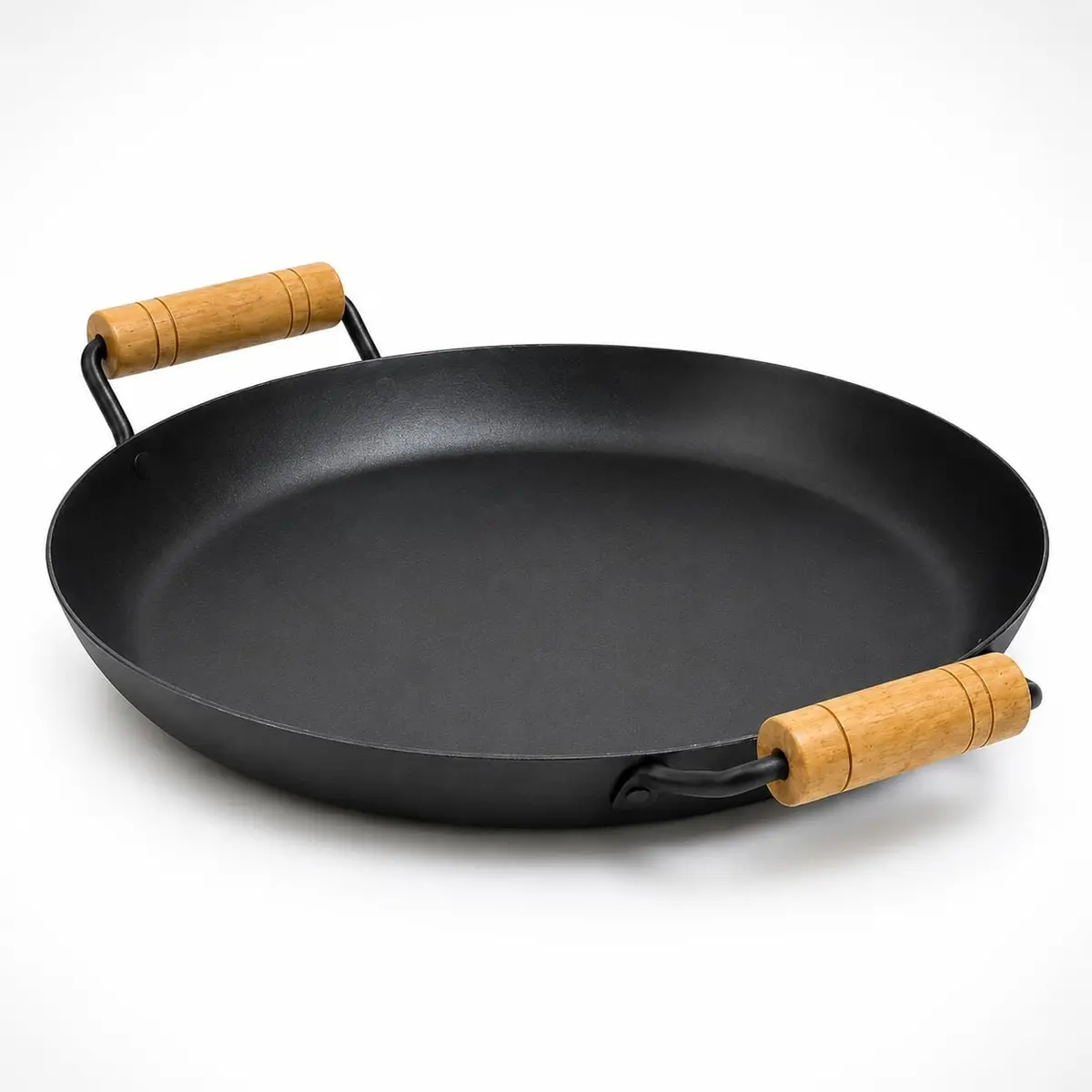 Disco de Arado em Ferro Carbono com Alças de Madeira | Panela para Churrasco, Fogão a Gás, Elétrico e Lenha, Chapa Reforçada para Carnes, Legumes e Receitas