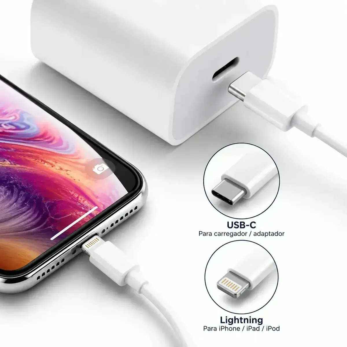 Cabo De Conexão Usb - C Para Lightning Da Apple (1 M) Cor Branc thumbnail 3