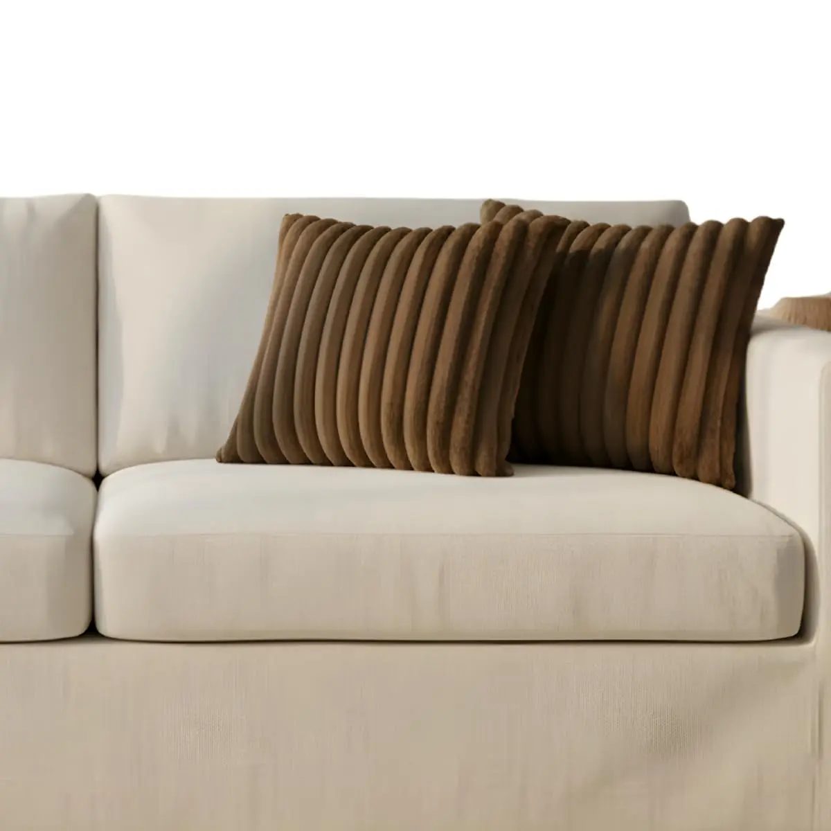 Capa de Almofada, Kit com 2 Capas Decorativas em Pelúcia, Plush, Luxuoso, Toque Suave, Desenhos em Relevo, Sala - Casa e Decoração (Chocolate - Marrom)