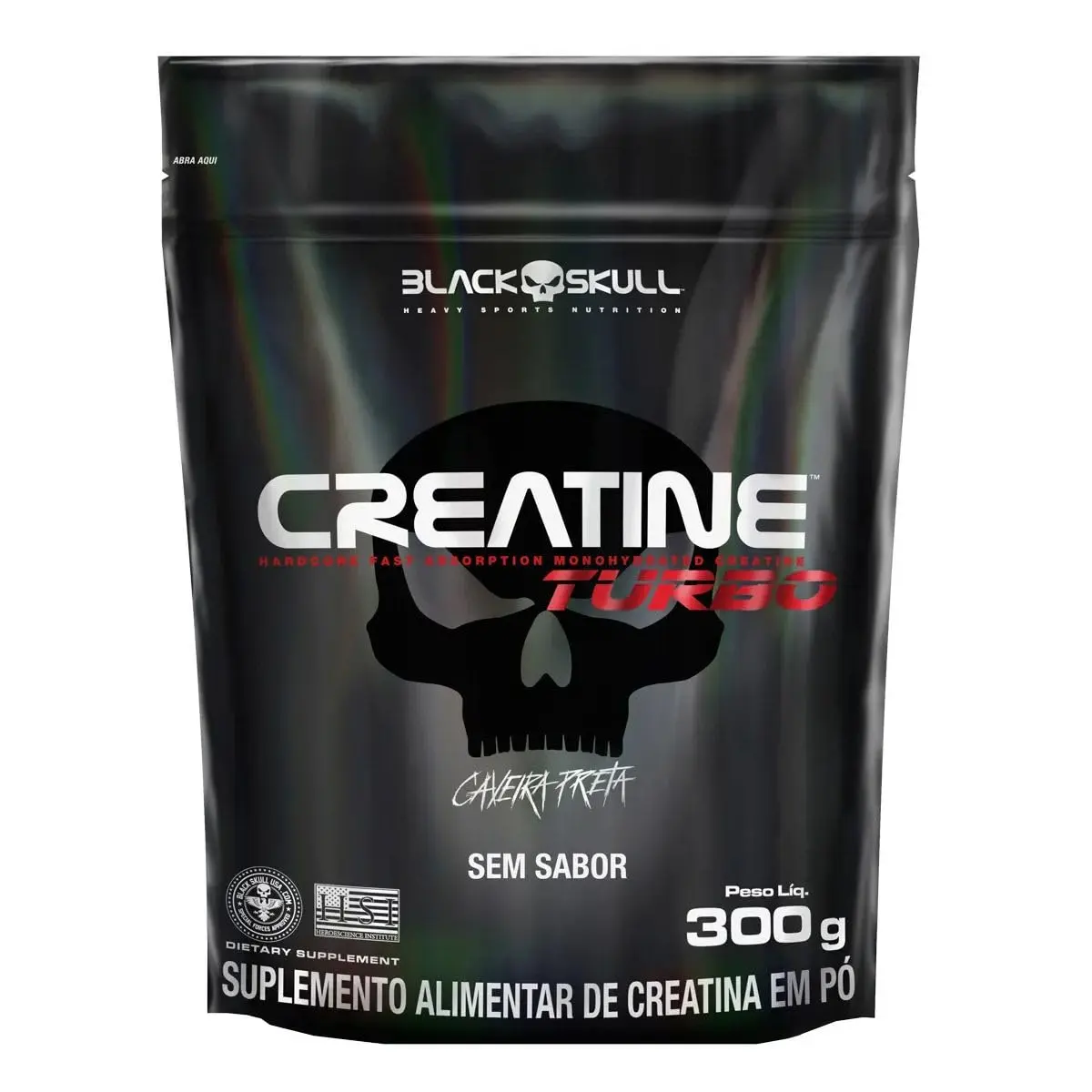 Creatine Turbo BlackSkull - Creatina Monohidratada em pó, com carboidrato para melhor absorção e performance (300g Refil, Sem sabor) - 1