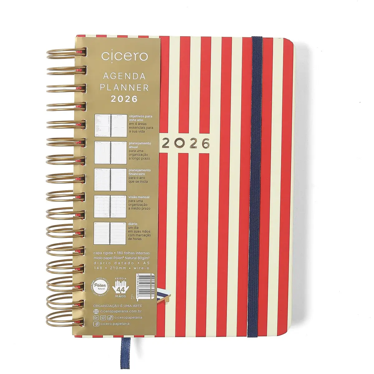 AGENDA PLANNER WIRE-O 2026 PRAIA DIARIA A5 SOL - 1