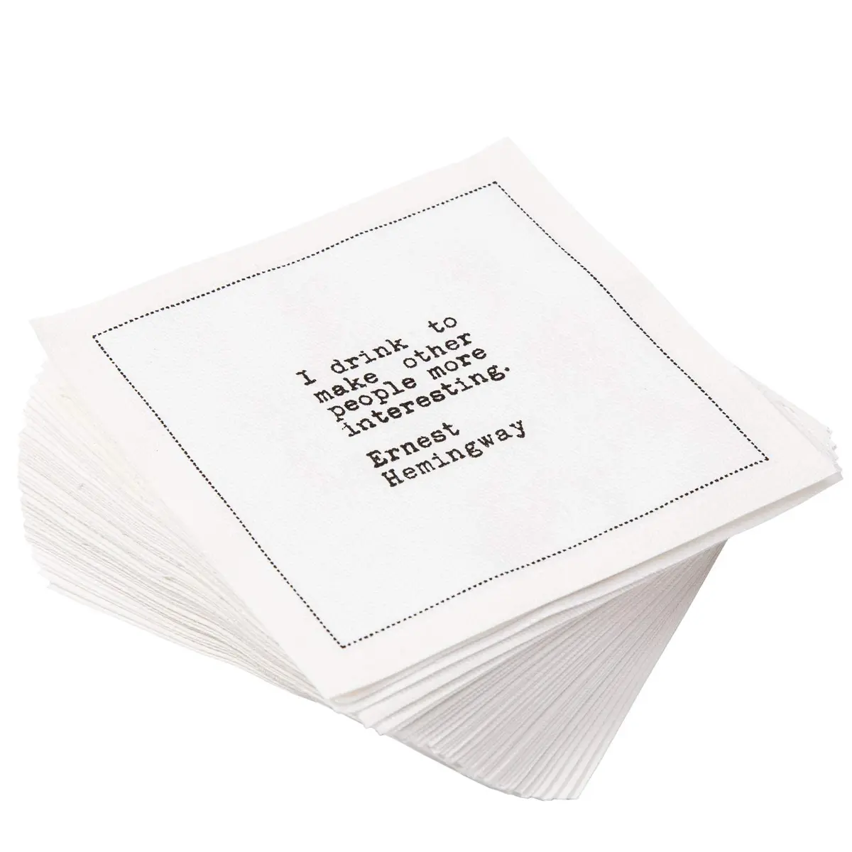 Guardanapos de coquetel brancos engraçados cinco estrelas, 50 guardanapos de coquetel descartáveis de algodão de luxo com citações de bar espirituoso, 11,4 cm x 11,4 cm para bares domésticos, noites