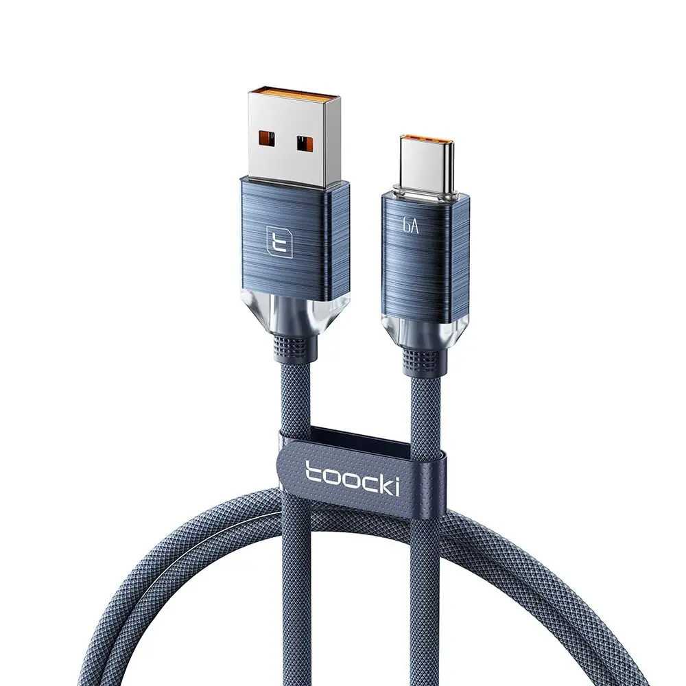 Cabo Toocki USB A para C 66W 6A Carregamento Rápido (Azul, 2 Metros) | Compatível Android, iPhone e MacBook. Transfere até 480Mbps. Núcleo de cobre. Chip de proteção. Trançado resistente.