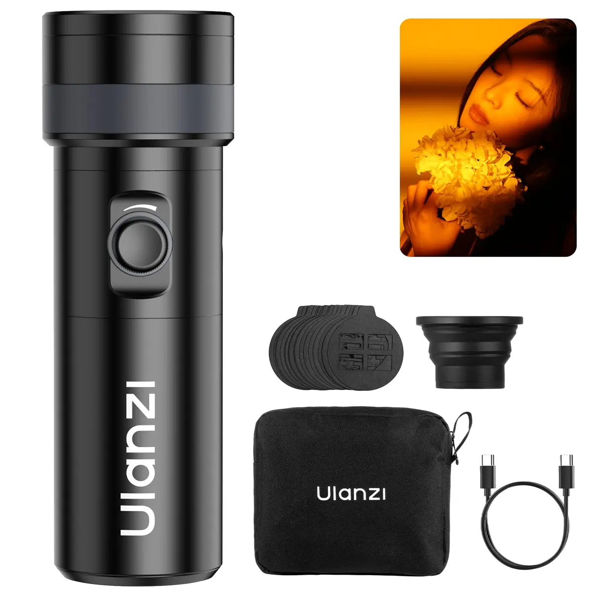 ULANZI LM01 RGB Lanterna de Vídeo 10W com 20 Filtros, Bateria 7500mAh e 3 horas Autonomia, Saída 1200 Lux para Casamentos, TikTok, Cosplay e Criação de Conteúdo