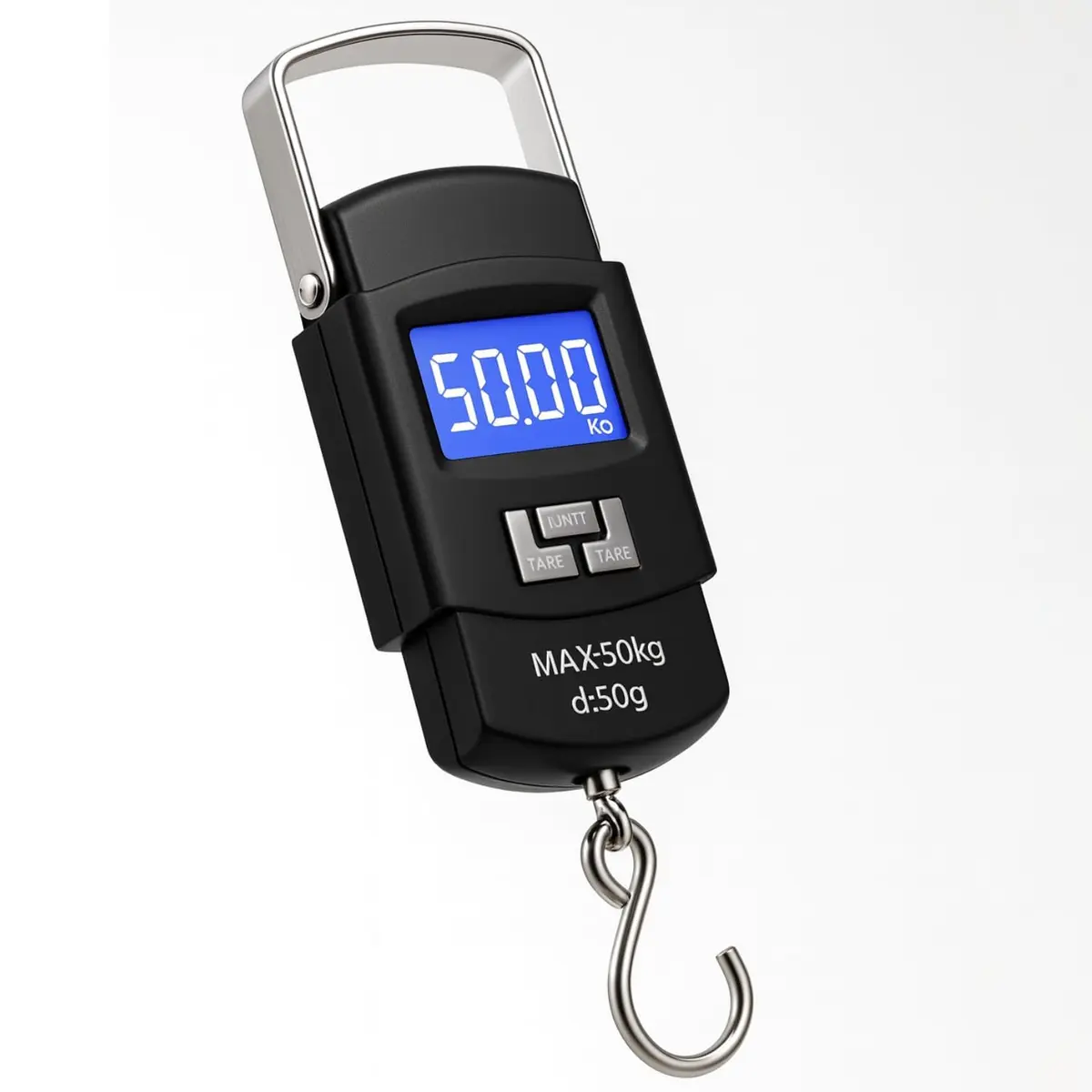 Balança Digital Portátil de Mão Até 50kg com Alta Precisão, Visor LCD Grande Iluminado, Alça Reforçada e Design Compacto para Bagagem, Mala de Viagem, Pesca, Sacolas e Uso Doméstico