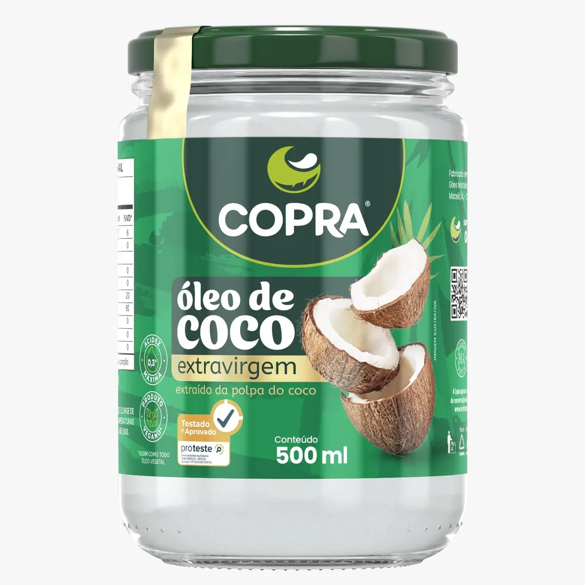 Óleo de Côco Extra Virgem 500 Ml, Copra, Copra
