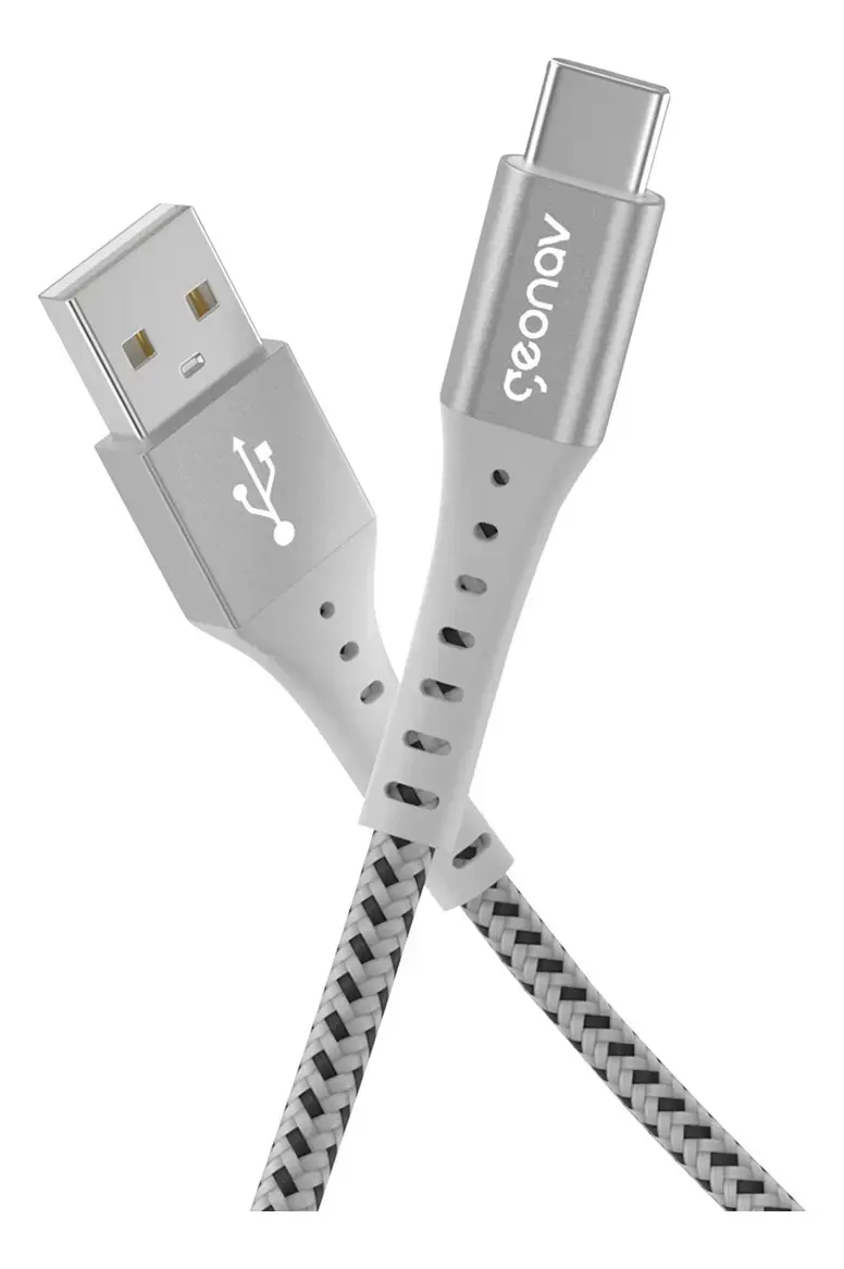 Cabo Usb-a Para Usb-c 1,2m Nylon Trançado Branco Geonav - 1