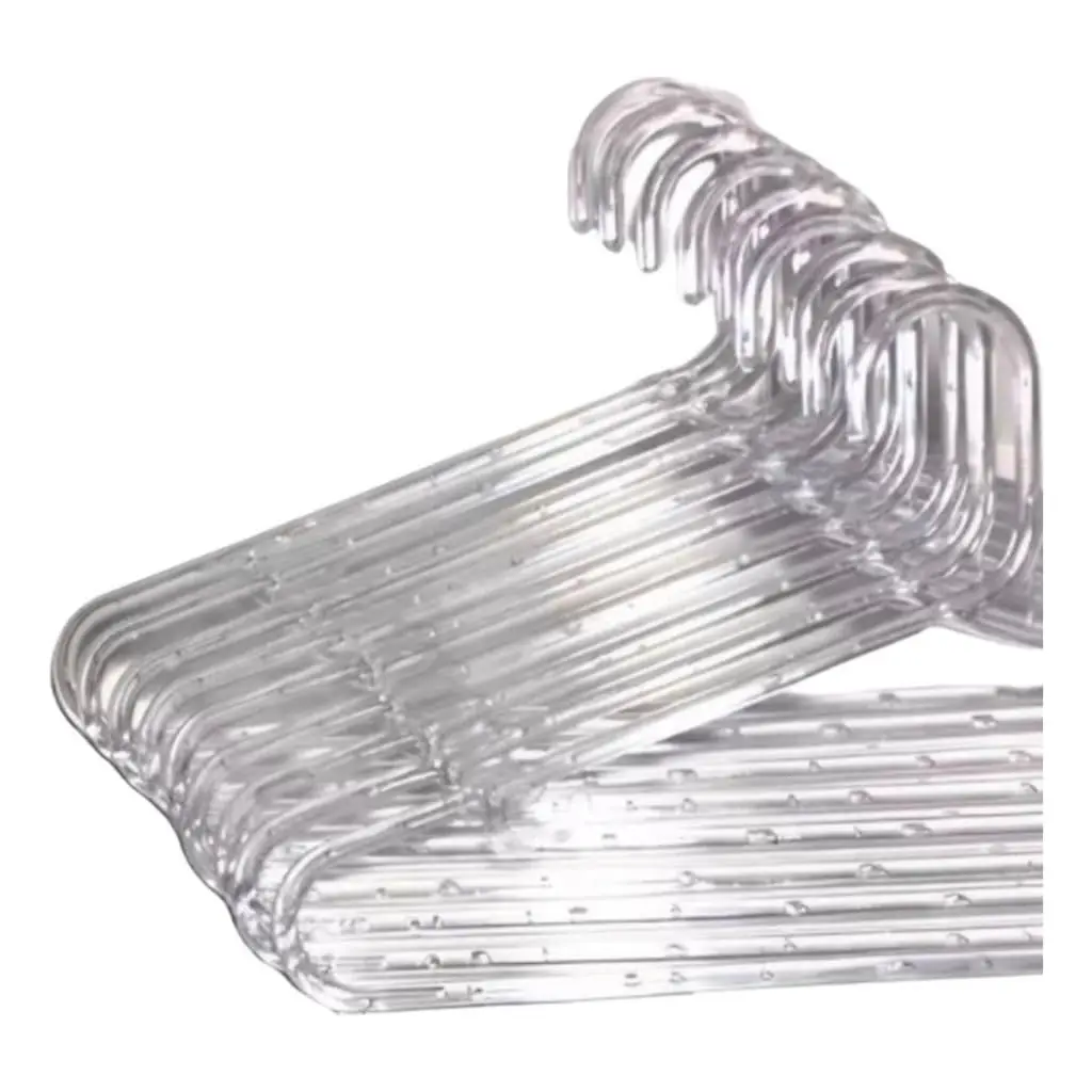 Kit 30 Cabides Acrílico Adulto Reforçado Transparente Cristal Para Roupas Guarda Roupa Organização