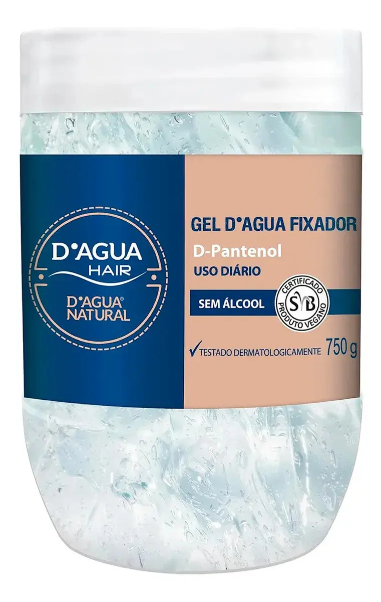 Gel Fixador De Penteados P/ Cabelos Cabelereiros 750g Uso Diário Profissional D-Pantenol D'água Natural
