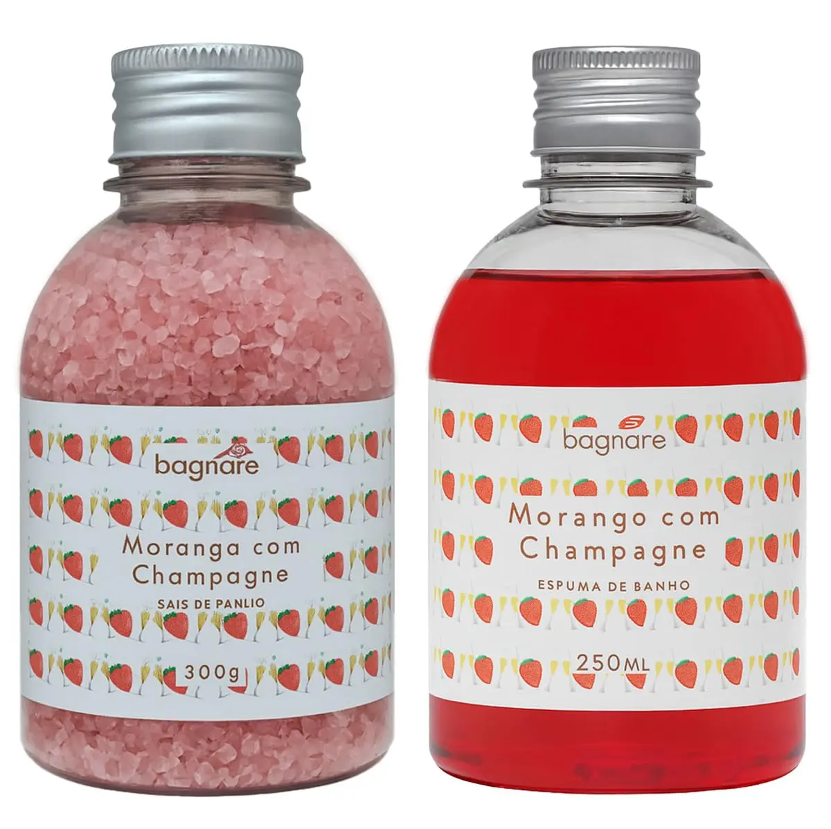 Kit Sais de Banho Espumante E Espuma Banheria Morango Champagne Love 250ml cada