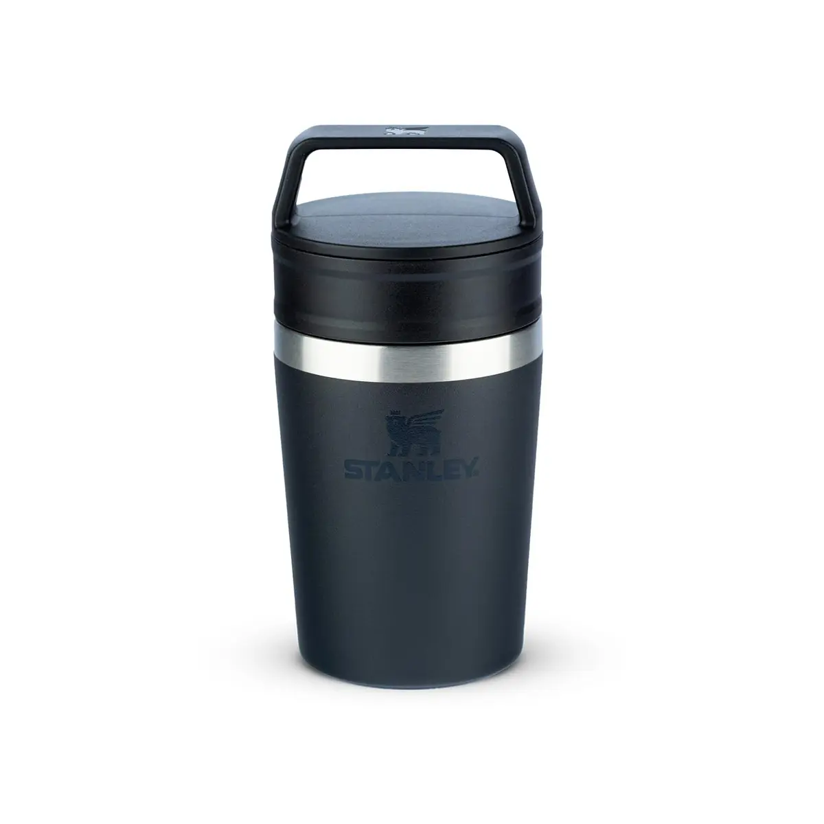 Stanley - Copo de Café Térmico, Caneca de Viagem Café Go com Tampa de Duas Partes Para Beber e Alça de Transporte, Garrafa Térmica de Aço Inoxidável, 236 ml, Black - 1