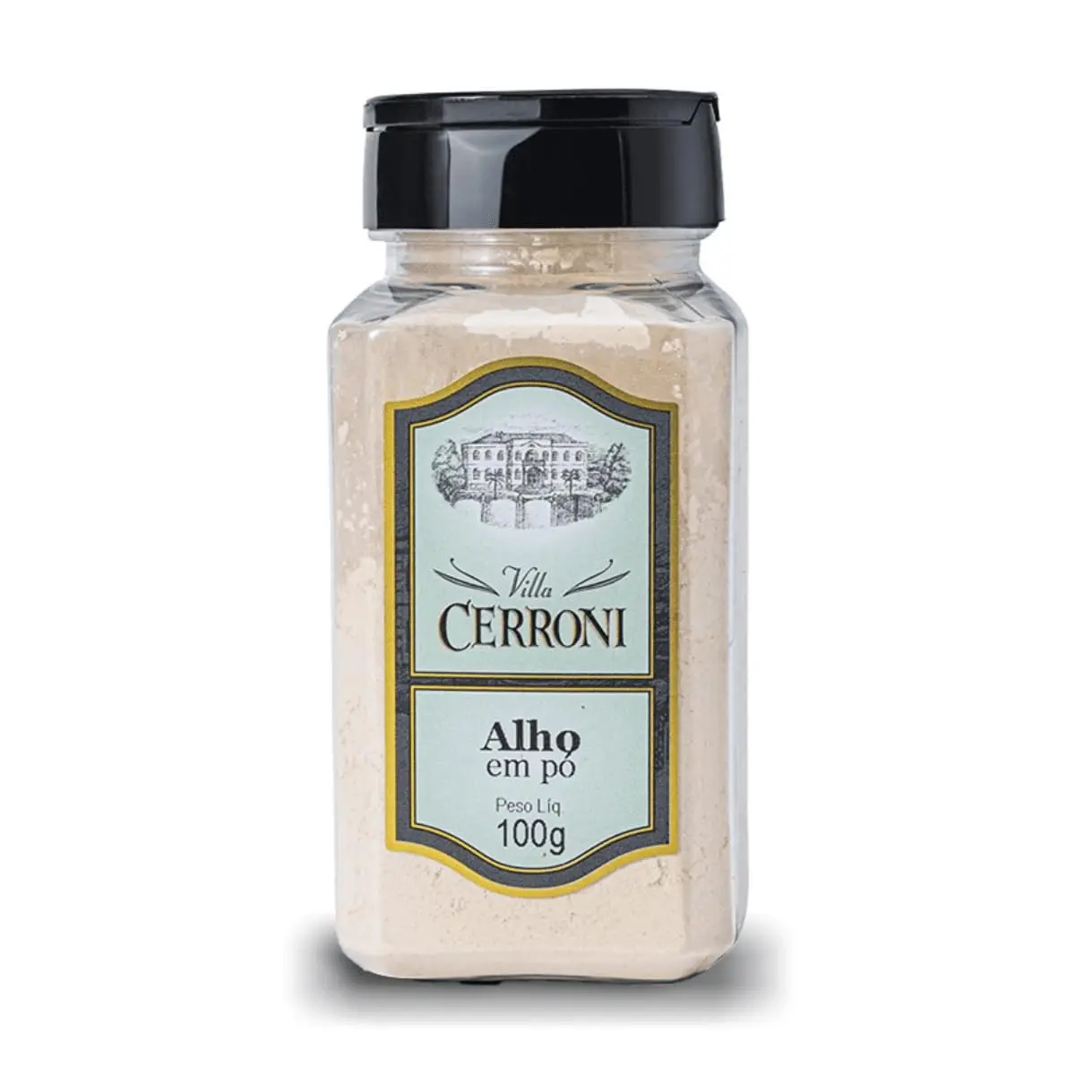 ALHO PÓ, VILLA CERRONI, 100g | Alho em Pó Desidratado Pote 100g - Tempero Natural Sem Glúten com Tampa Flip Top